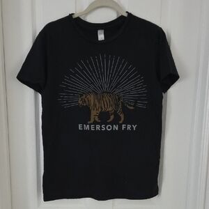 Emerson Fry Black Tee with Tiger Design In Smoke (Navy) Size S
